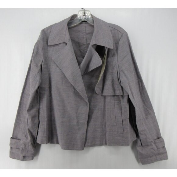 Theory Jackets & Blazers - Theory Blazer Large Linen Eco Sharkskin Wrap Draped Jacket Vented
